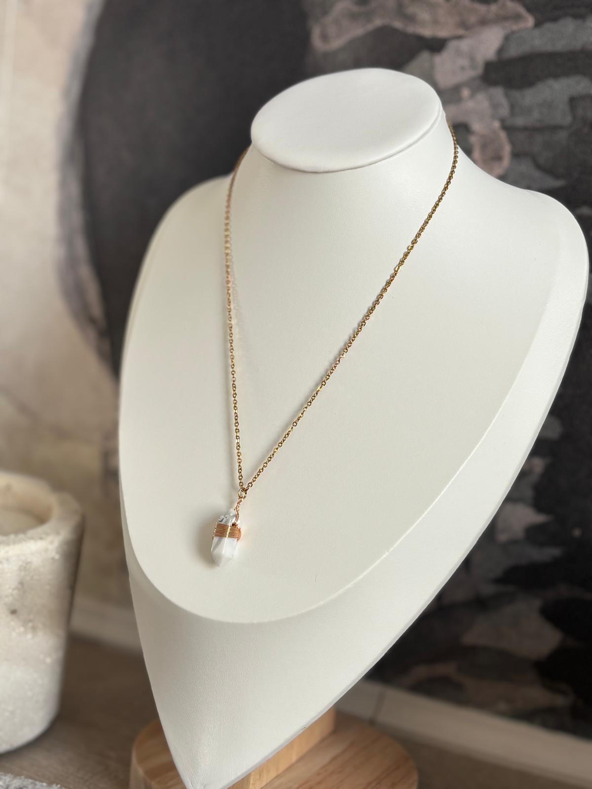 Collier  Bobo Doré- Howlite blanche